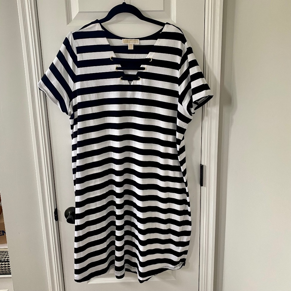 Michael Kors Womens Black and White Striped Dress - SZ 2X